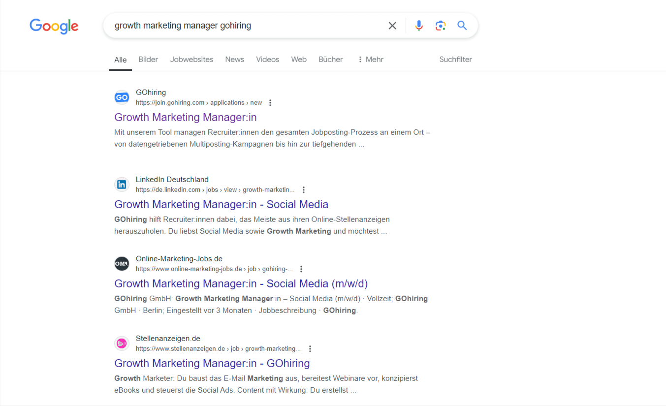 Suche nach Growth Marketing Manager bei GOhiring